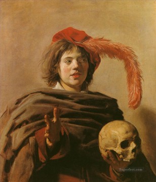 フランス・ハルス Painting - 髑髏を持つ少年の肖像 オランダ黄金時代 フランス・ハルス